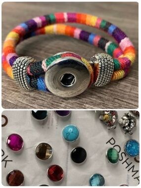 Ginger Snap Bracelet and Set of 2 Buttons Plaid
